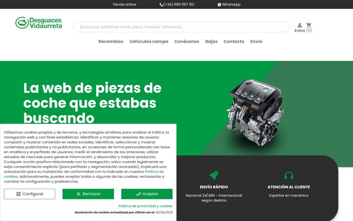 Screenshot of desguacesvidaurreta.com