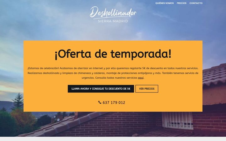 Screenshot of deshollinadorsierramadrid.com