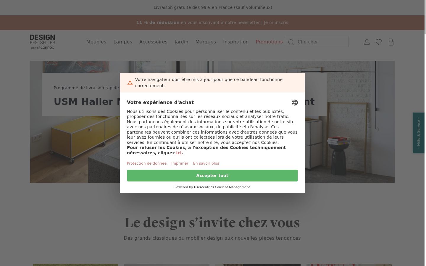 Screenshot of the consent banner shown before any interaction