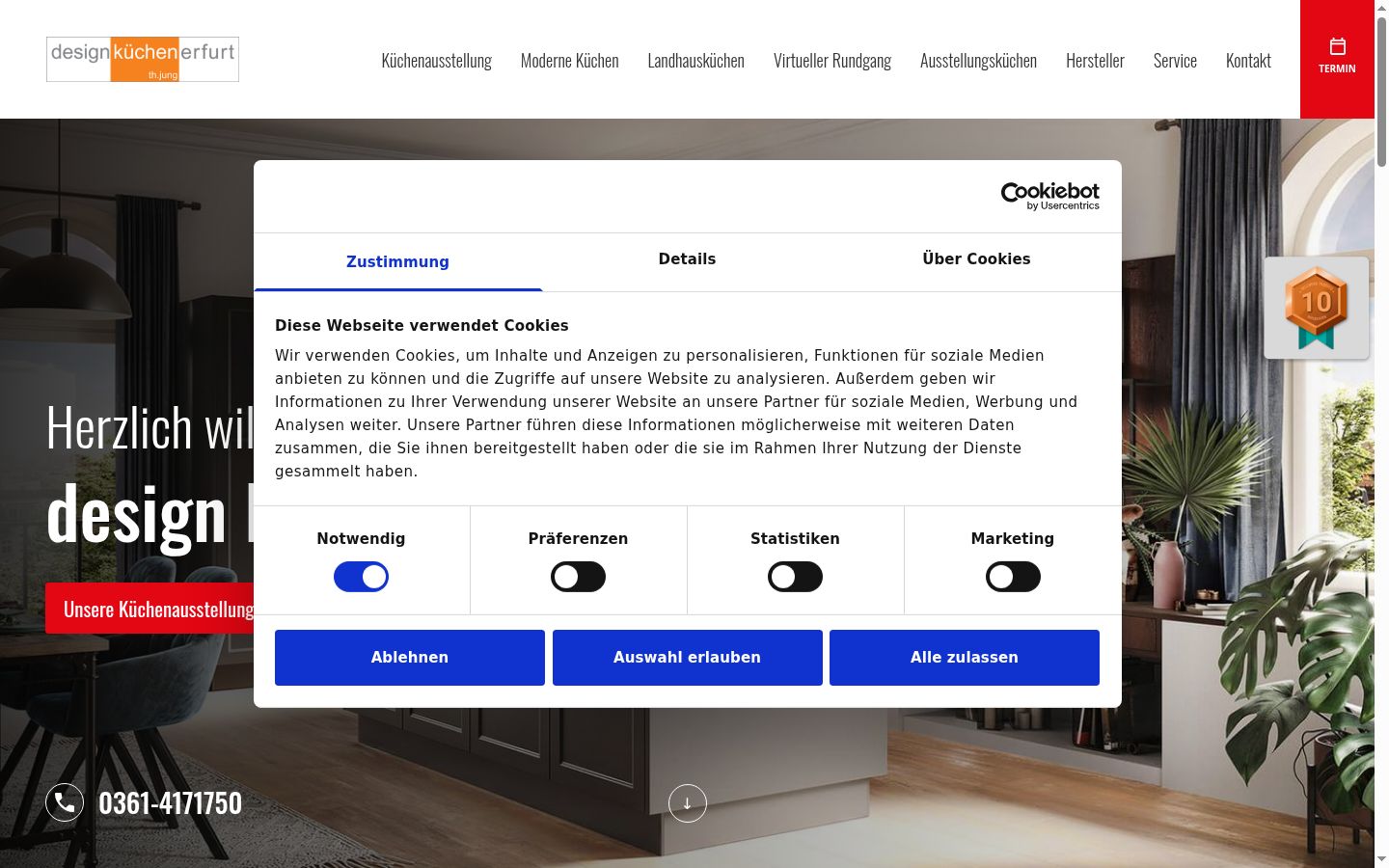 Screenshot del banner di consenso mostrato prima di qualsiasi interazione