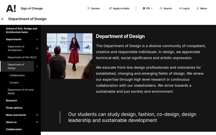 Screenshot di design.aalto.fi
