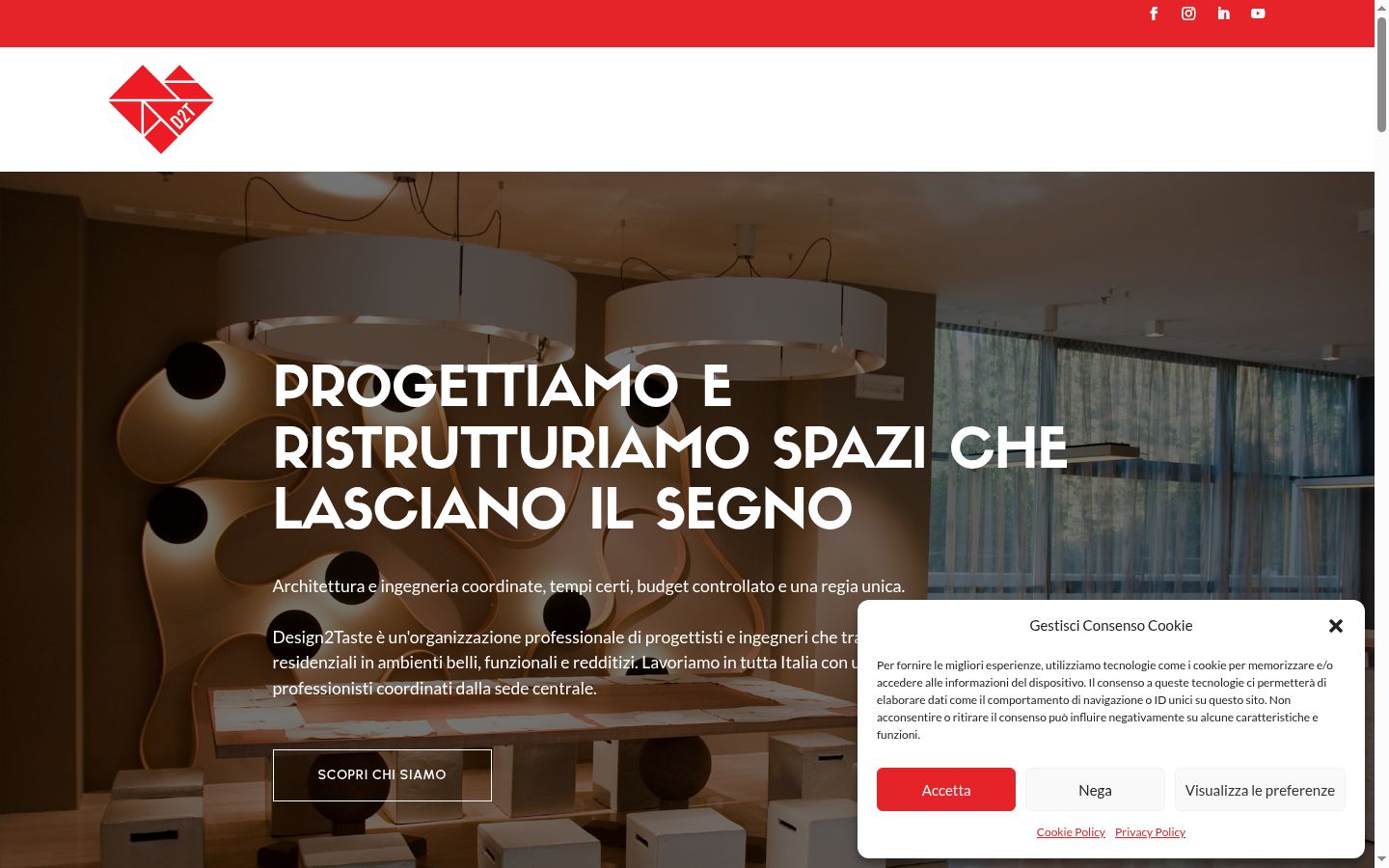Screenshot del banner di consenso mostrato prima di qualsiasi interazione
