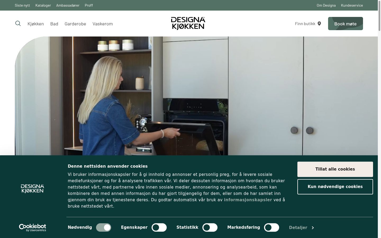 Skärmbild av samtyckesbannern som visades före någon interaktion