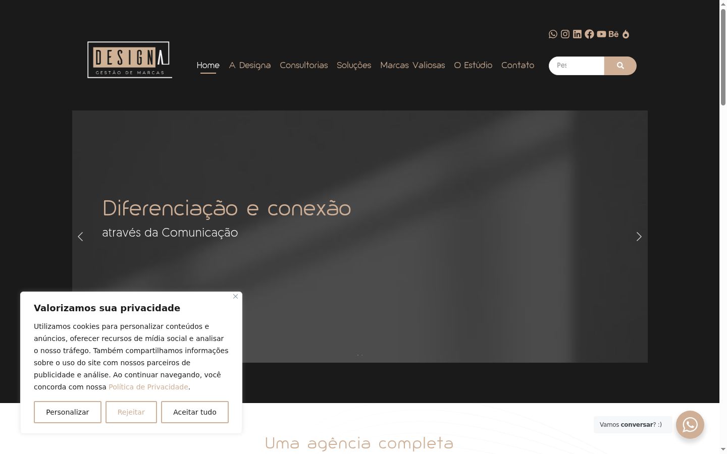 Captura de pantalla del banner de consentimiento mostrado antes de cualquier interacción