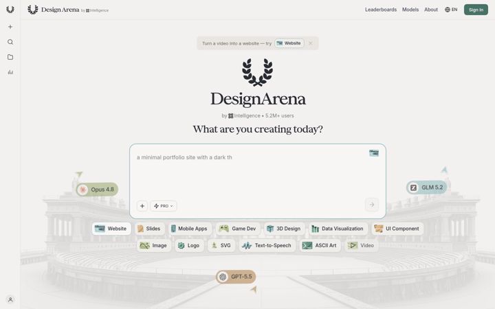Screenshot of designarena.ai