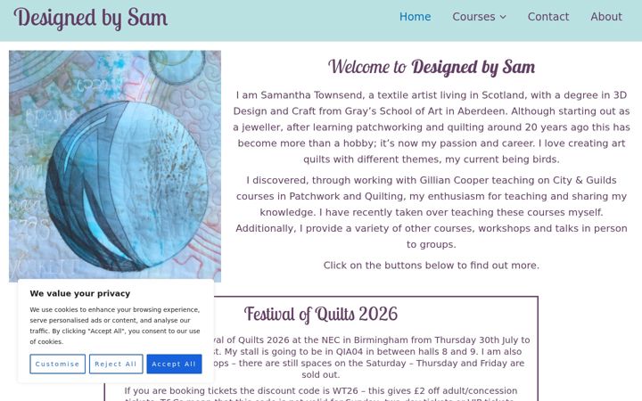 Screenshot of designedbysam.co.uk