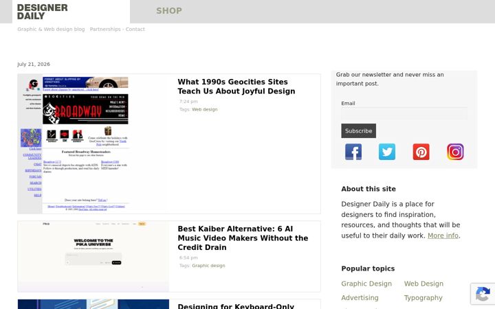 Snímek obrazovky designer-daily.com