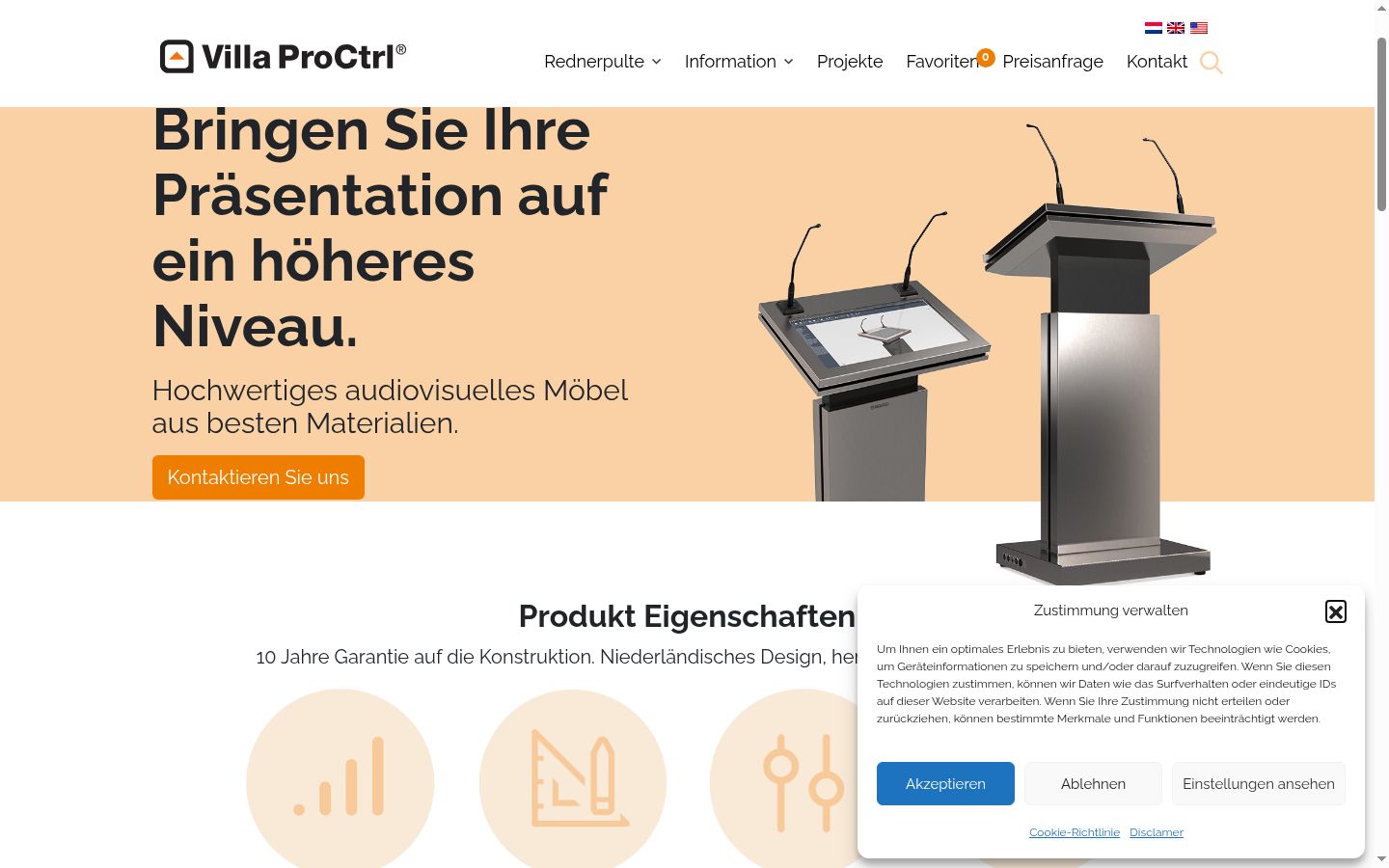 Screenshot des Einwilligungsbanners vor jeglicher Interaktion