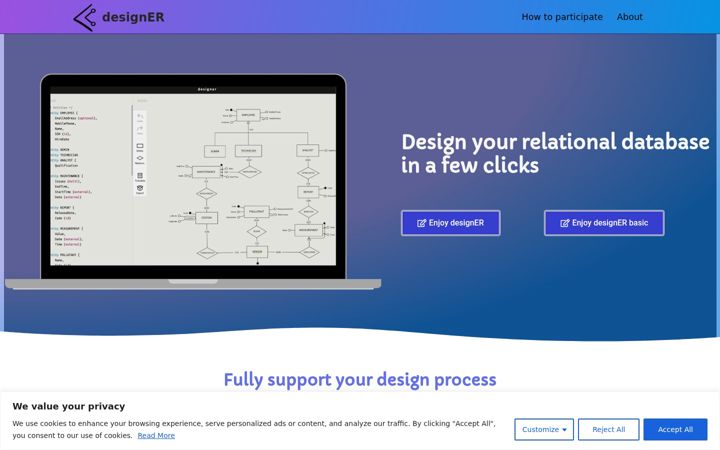 Screenshot ta' designerdb.io
