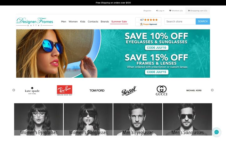 Kuvakaappaus sivustosta designerframesoutlet.com