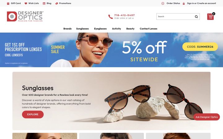 Screenshot of designeroptics.com