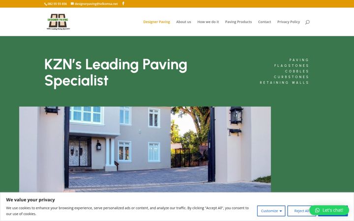 Ekrānuzņēmums no designerpaving.co.za