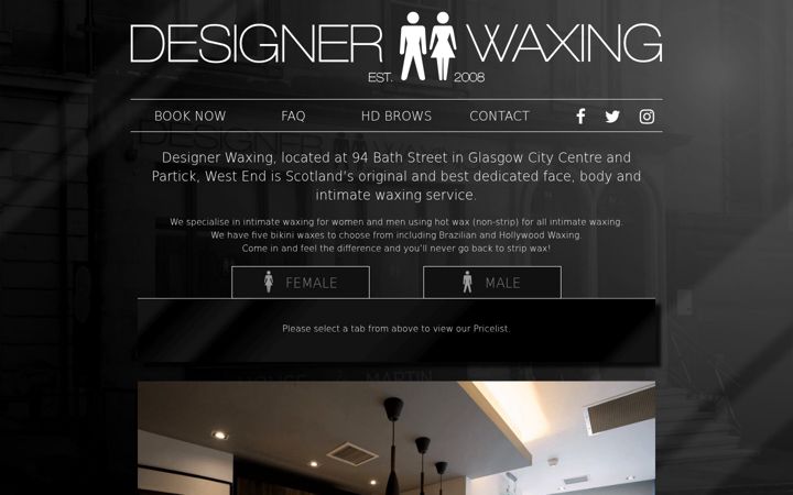 Screenshot of designerwaxing.com