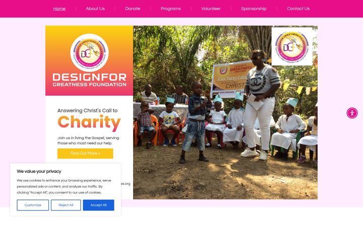 Screenshot of designforgreatnessministries.org