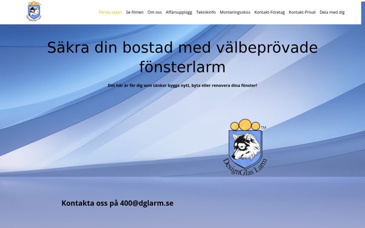 Skærmbillede af designglaslarm.se
