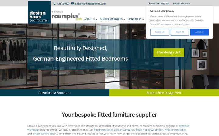 Screenshot of designhausbedrooms.co.uk
