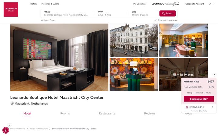 Screenshot of designhotelmaastricht.com