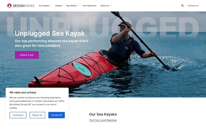 Screenshot of designkayaks.com
