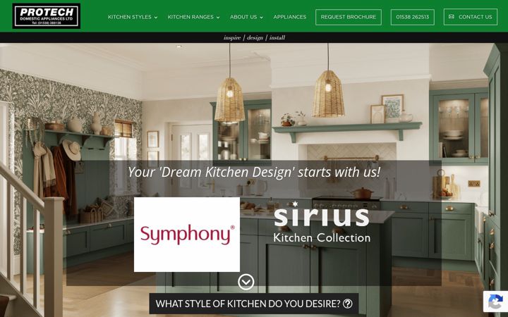 Screenshot of designkitchensbyprotech.co.uk