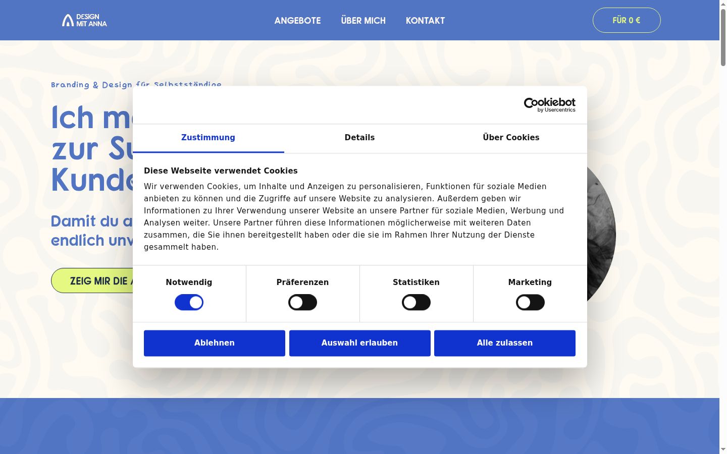 Screenshot del banner di consenso mostrato prima di qualsiasi interazione