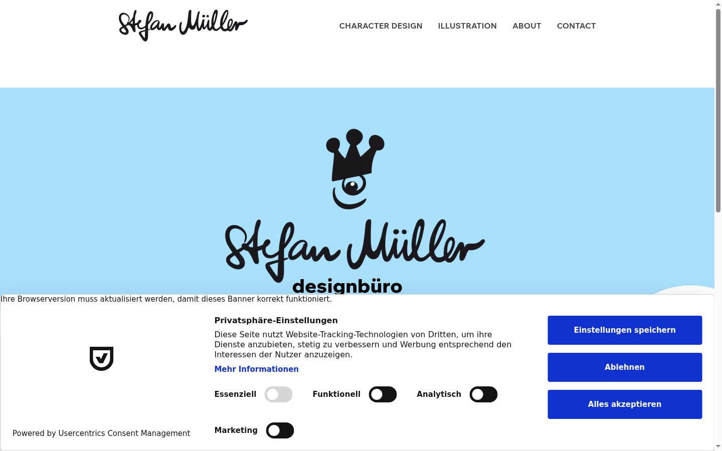 Screenshot des Einwilligungsbanners vor jeglicher Interaktion