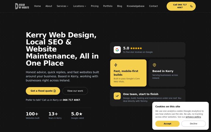 Skærmbillede af designmywebsite.ie