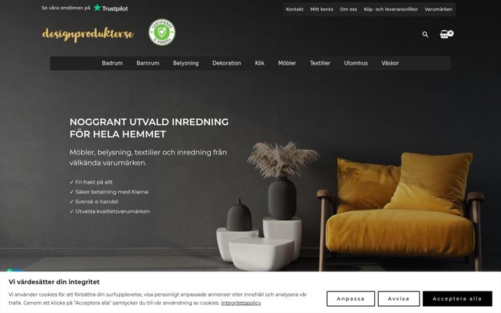 Skærmbillede af designprodukter.se