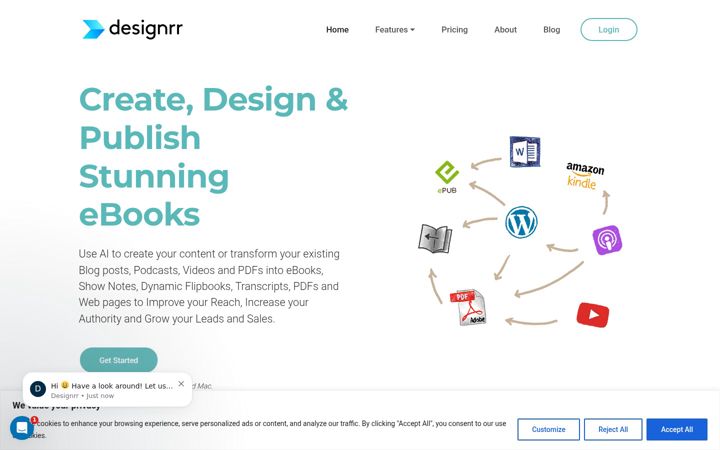 Captură de ecran a designrr.io