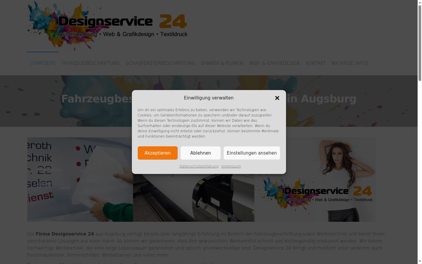 Screenshot des Einwilligungsbanners vor jeglicher Interaktion