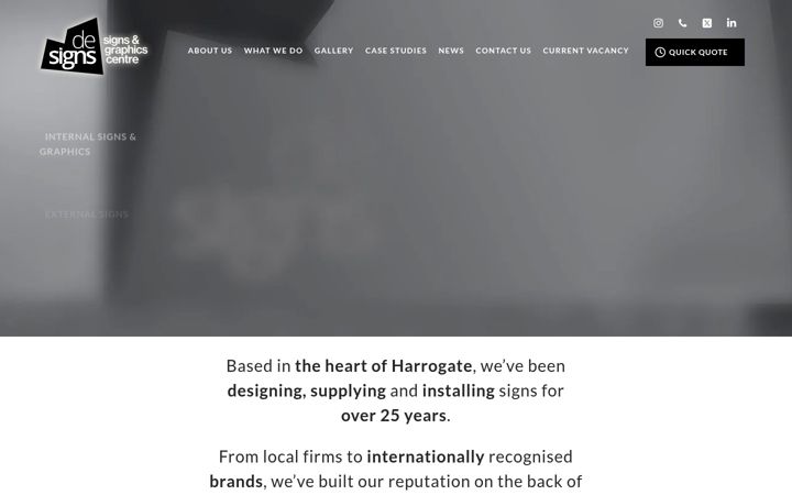 Screenshot of designsharrogate.co.uk