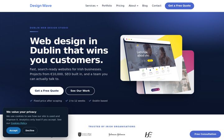 Skærmbillede af designwave.ie