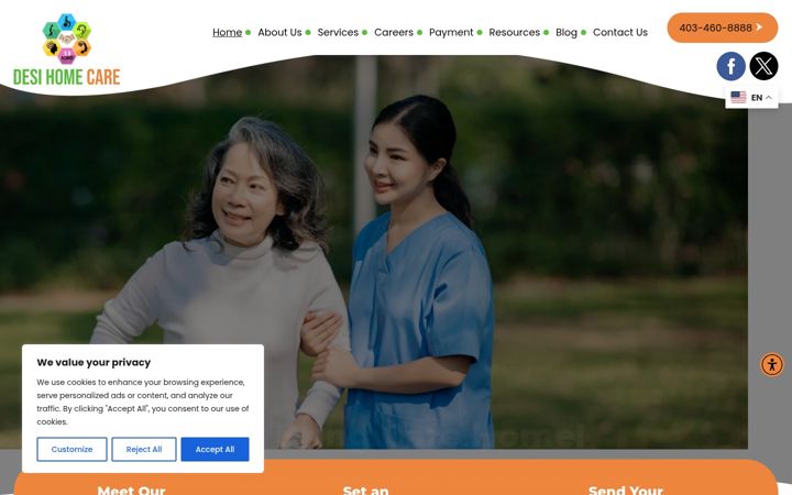Screenshot von desihomecare.ca