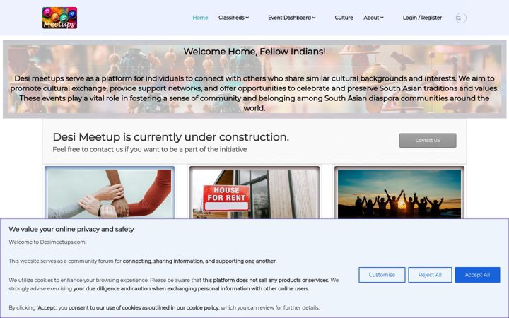 Screenshot of desimeetups.com