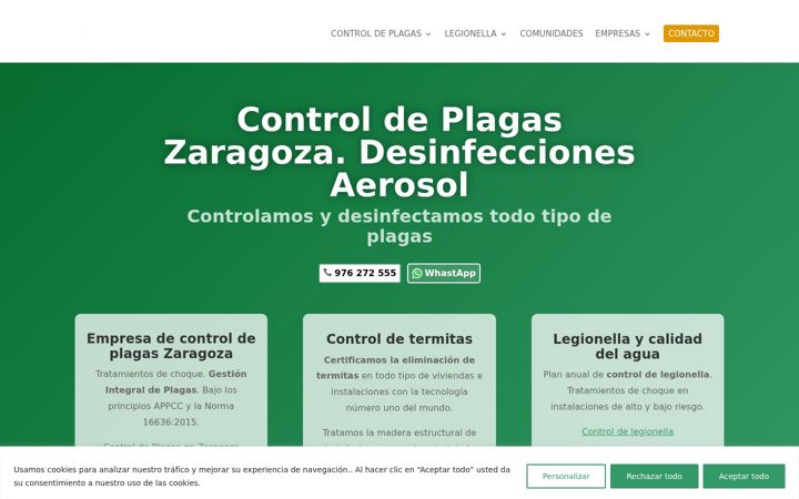 Screenshot of desinfeccionesaerosol.com