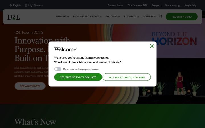 Screenshot του desire2learn.com