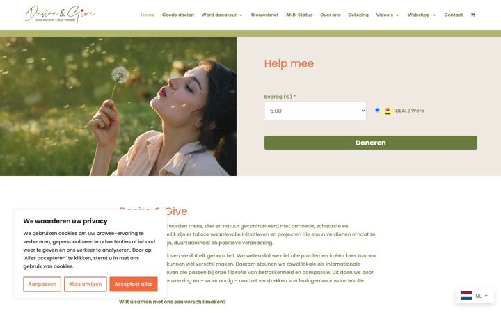 Screenshot di desireandgive.nl