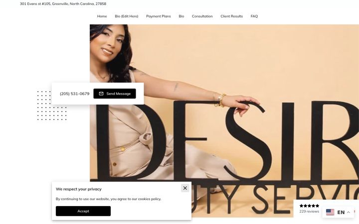 Screenshot of desirebeautyservices.com