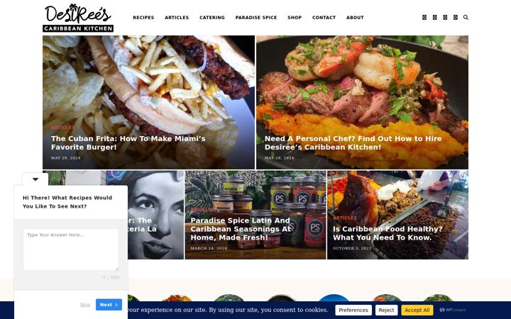 Screenshot of desireeskitchen.com