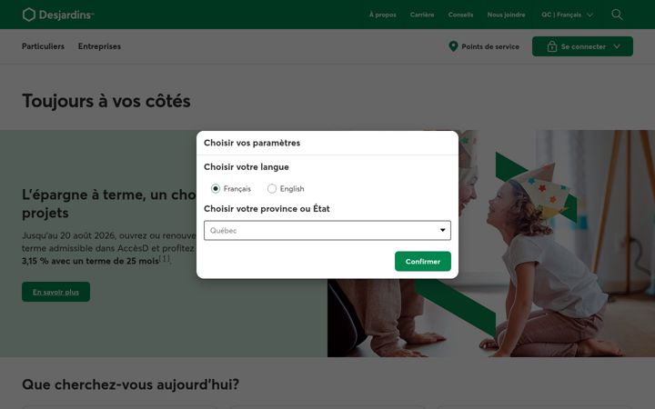 Ekrano kopija desjardins.com
