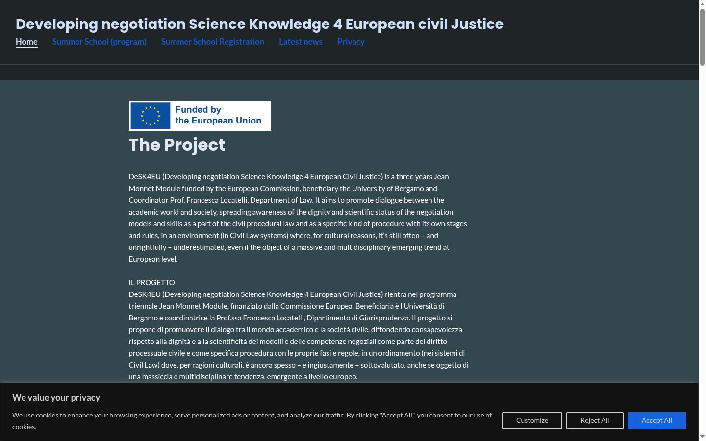 Screenshot des Einwilligungsbanners vor jeglicher Interaktion