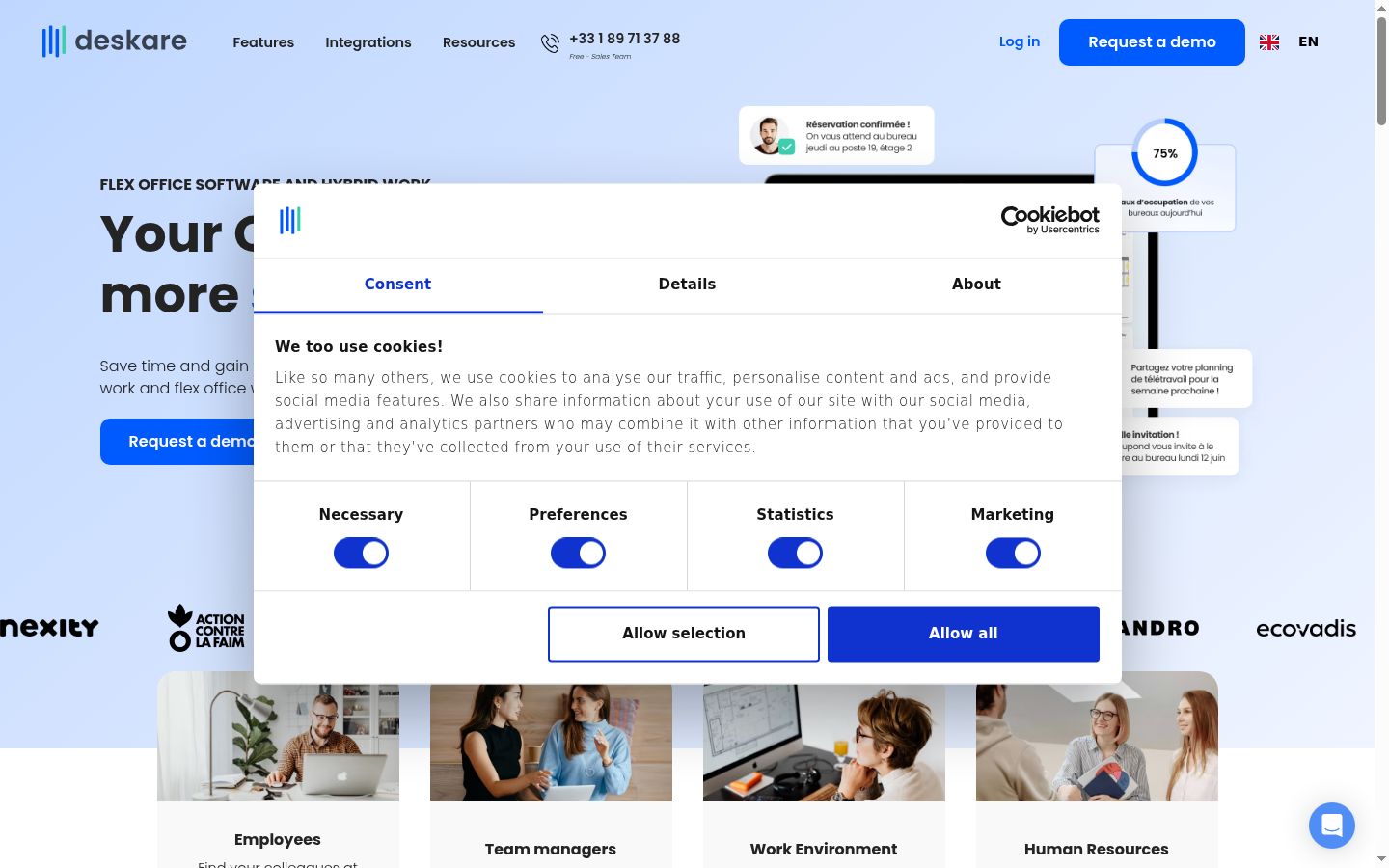 Sutikimo reklamjuostės, rodytos prieš bet kokią sąveiką, ekrano kopija