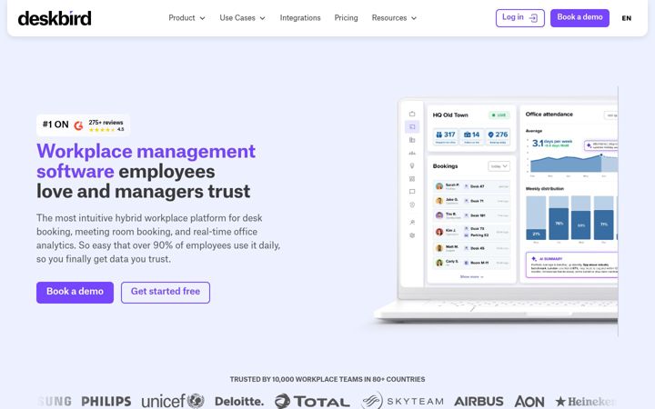 Screenshot of deskbird.com