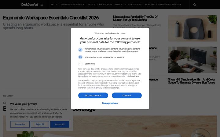 Screenshot of deskcomfort.com