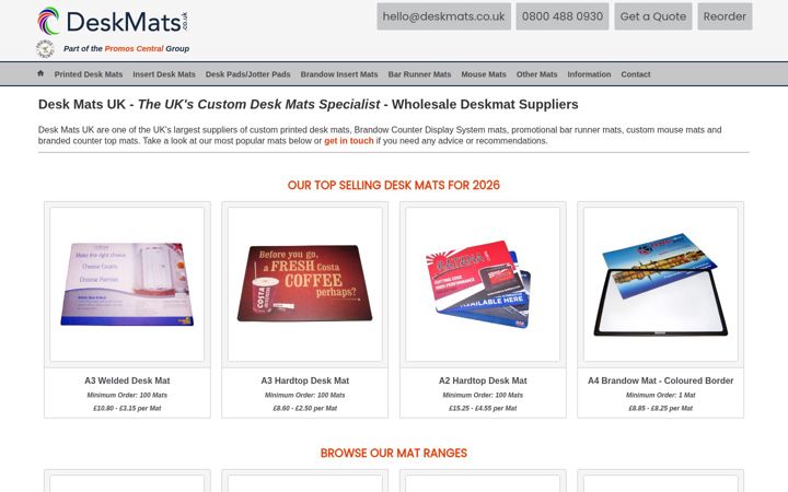 Screenshot of deskmats.co.uk