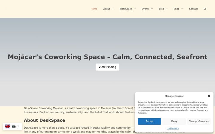 Screenshot stránky deskspace.es