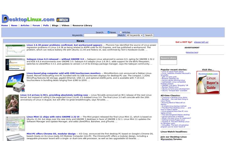Screenshot of desktoplinux.com