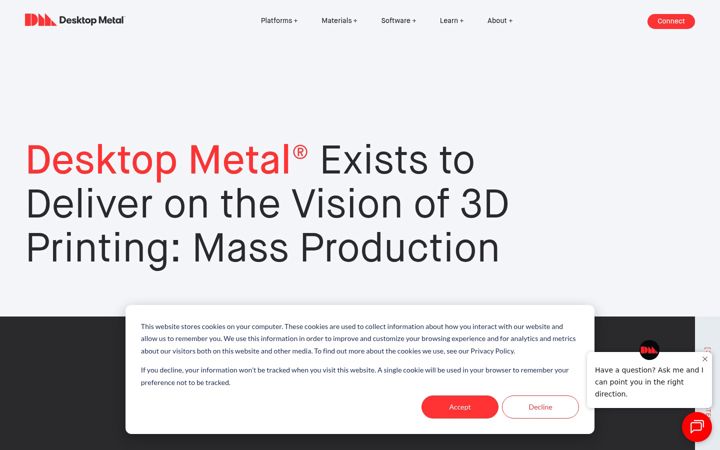 Captura de ecrã de desktopmetal.com