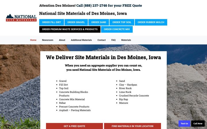 Screenshot of desmoinessitematerials.com