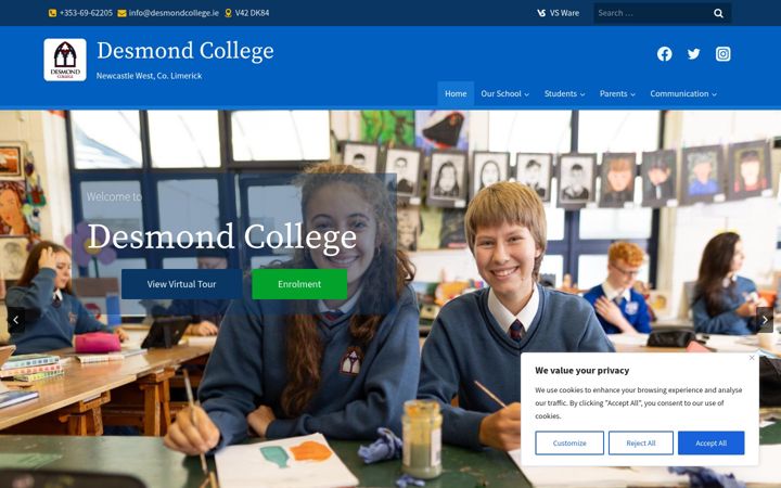 Skærmbillede af desmondcollege.ie