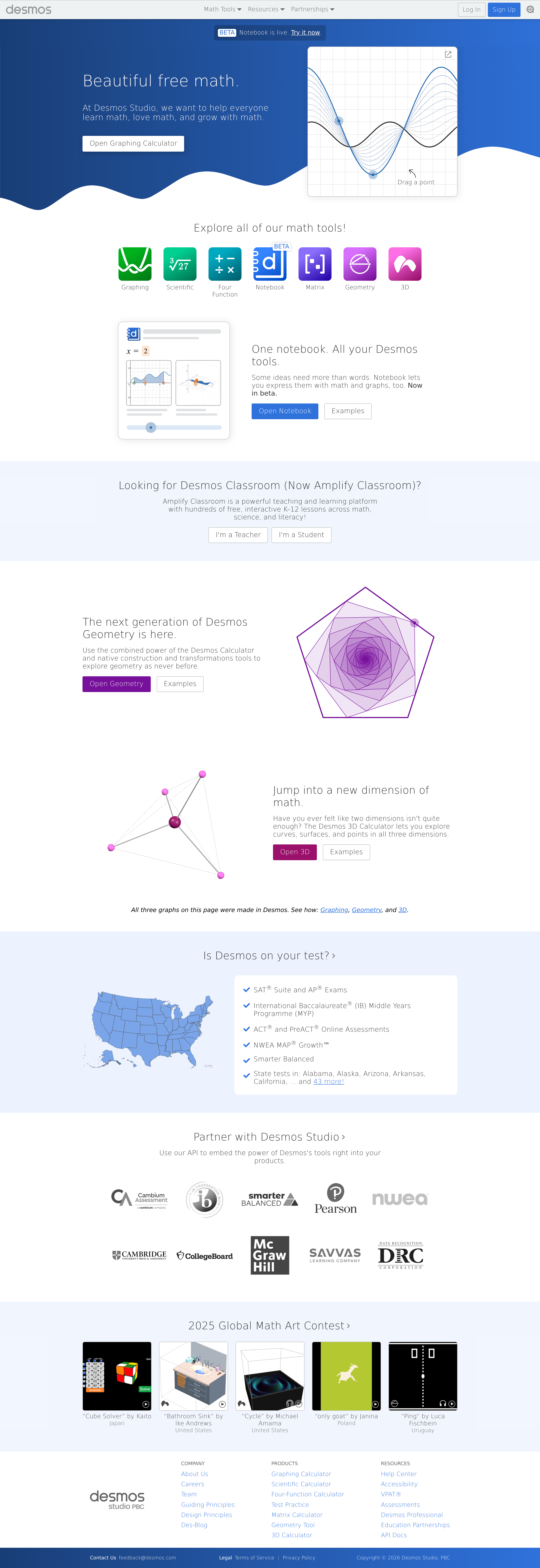 Screenshot of desmos.com